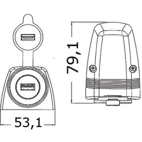 Prise USB en saillie OSCULATI - prise USB alim 12V pour bateau, van & camping-car