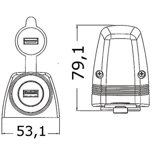 Prise USB en saillie OSCULATI - prise USB alim 12V pour bateau, van & camping-car