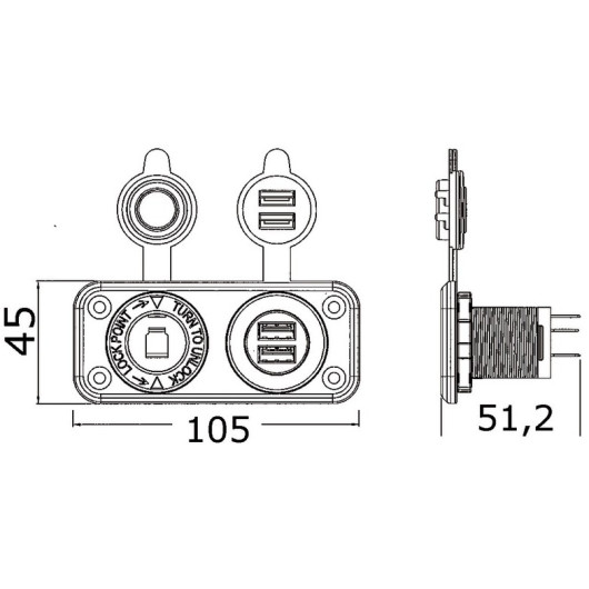 Voltmètre et ampèremètre numérique, prise 12V, USB - Osculati 1451728
