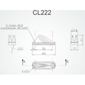 Clamcleat CL222 taquet coinceur aluminium