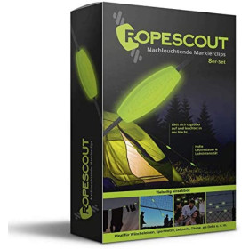 Clips fluorescents pour cordages ROPESCOUT - clip fluo pour tente et haubanage.