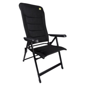 Fauteuil pliant Black Summer VIA MONDO - fauteuil de plein air pliant avec tissu matelassé pour camping-car, caravane et fourgon