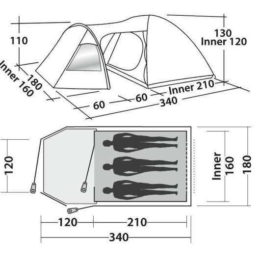 EASY CAMP Blazar 300 une superbe tente de camping et petit trek pour 3 personne et couple avec enfant.