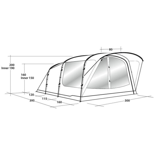 Oakwood 5 OUTWELL | toile de tente 5 personnes 2 chambres type tunnel | H2R Equipements
