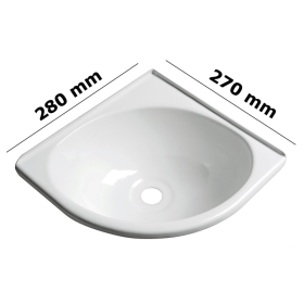 Lavabo d'angle ABS 280 x 270 mm OSCULATI - Equipement bateau - H2R Equipements