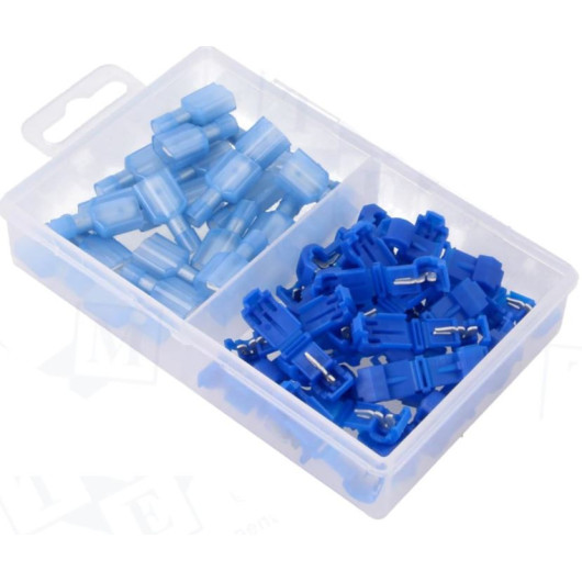 Kit de 50 cosses connexion rapide bleues NINIGI auto-dénudant pour câble 1  à 2,5 mm² - H2R Equipements