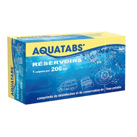 Conservateur d'eau 1 comprimé pour 200L AQUATABS - désifecter et conserver l'eau de votre réservoir fourgon ou bateau.