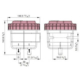 NSF Filtre anti-odeur ø 16 à 38 mm VETUS - Accessoire pour wc sanitaire en bateau
