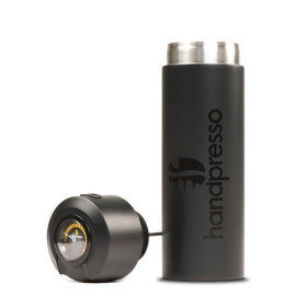 Pump Thermo-flask noire HANDPRESSO - bouteille isotherme avec thermomètre pour le camping & le voyage.