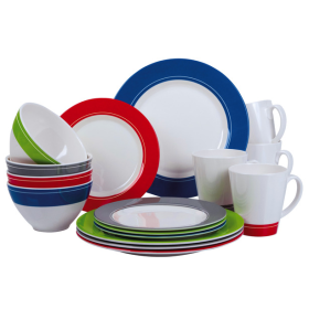 Set vaisselle 16 pièces Burano CAMP4 - vaisselle en mélamine pour camping-car & bateau.