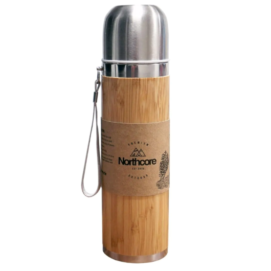 Gourde bambou en acier 360 ml avec mug NOTHCORE - Gourde & thermos® bateau & camping-car -