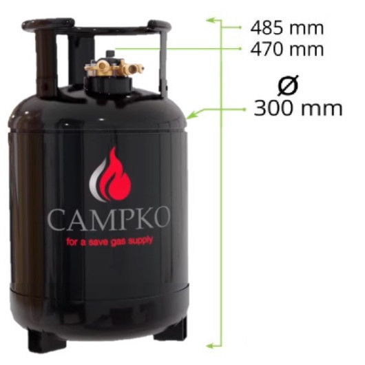 CAMPKO bouteille GPL rechargeable 15 litres avec 80% polyvanne (DE)