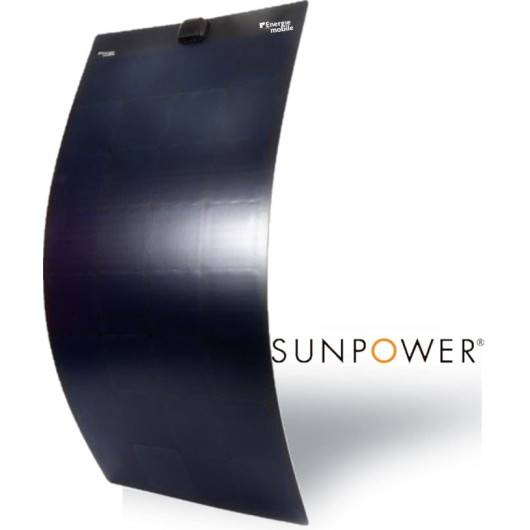 Grand panneau solaire souple 220W couleur noir avec cellules SUNPOWER.