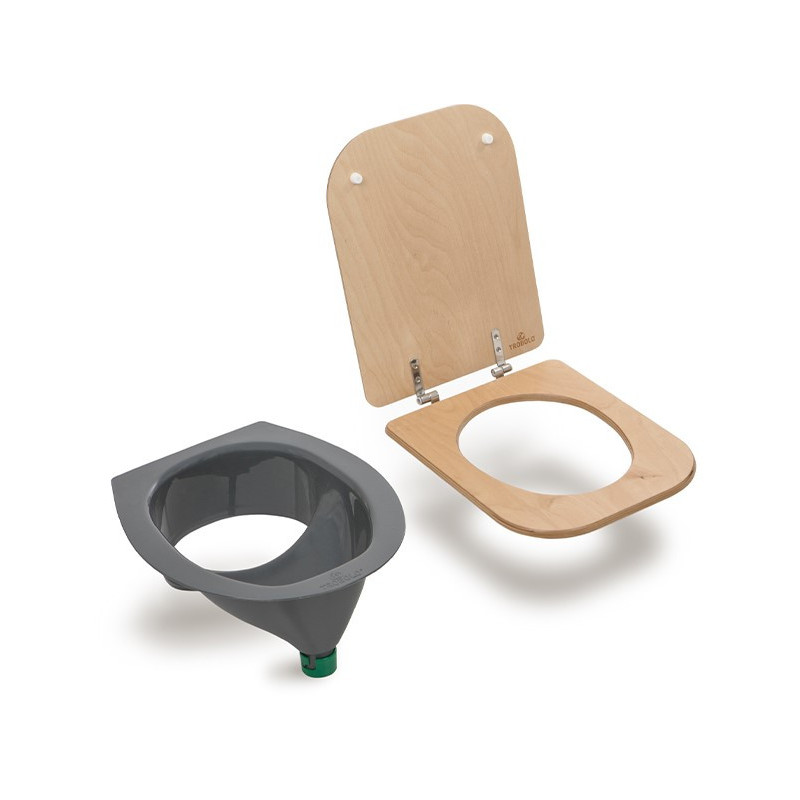 Séparateur gris avec siège de toilette TROBOLO -Entretien & accessoires  pour WC camping-car & fourgon - H2R Equipements.