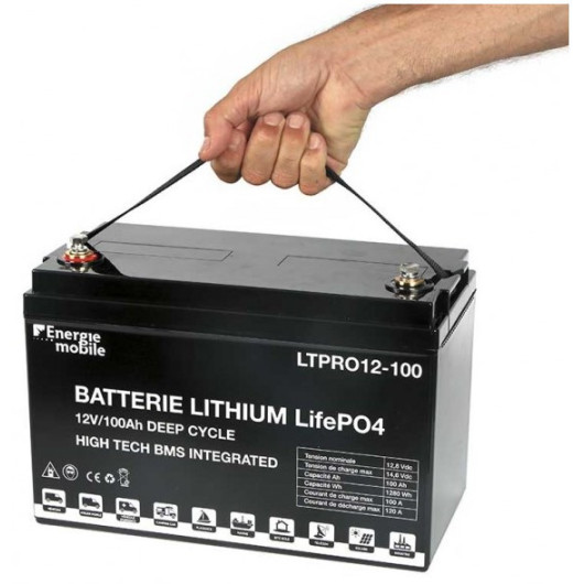 EM Batterie Lithium LTPRO 12v-100 Ah BMS-150A pour van, bateau et fourgon aménagé
