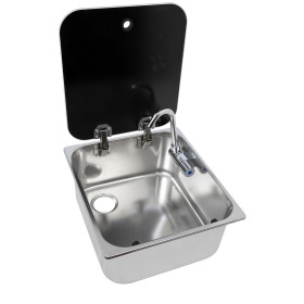 Evier + robinet avec couvercle 352 x 322 NAYY LOAD - évier inox pour cuisine de van, fourgon & bateau