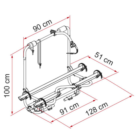Barre Réglable FIAMMA Pour Porte-vélo De Camping-car - Ajustable De 10 à 42 Cm - Fixation Rapide Et Sécurisée