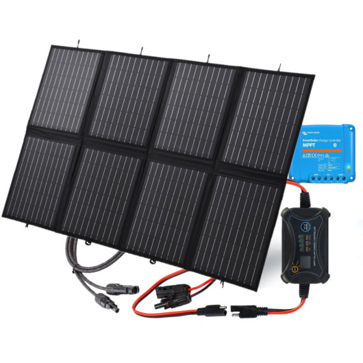 Kit panneau solaire pliable 125W avec régulateur MPPT Victron pour batterie  12V – H2R Equipements