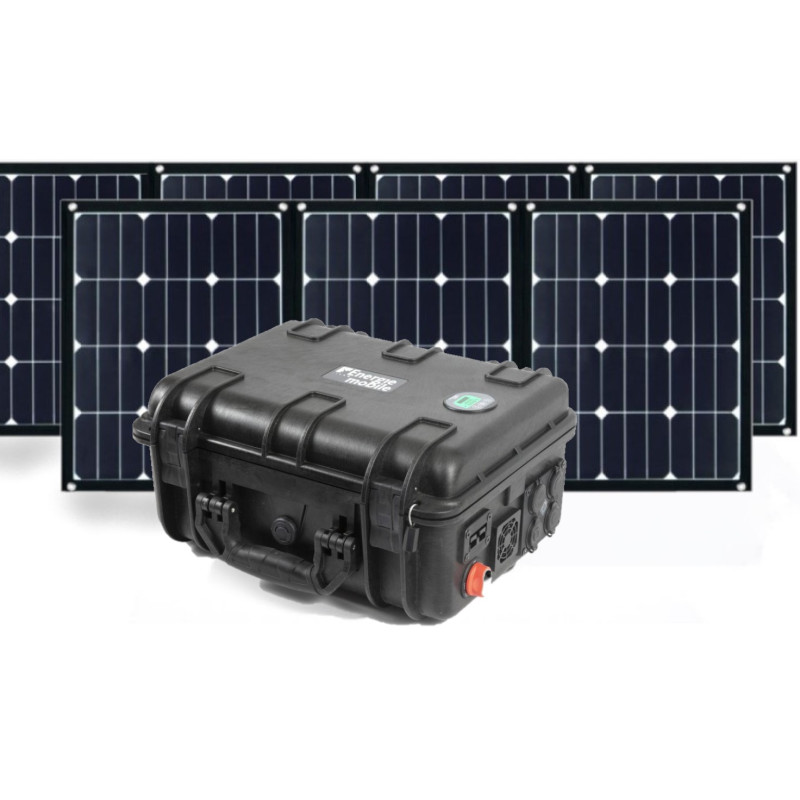 Station électrique portable 600W + Panneau solaire 100W + Sacoche
