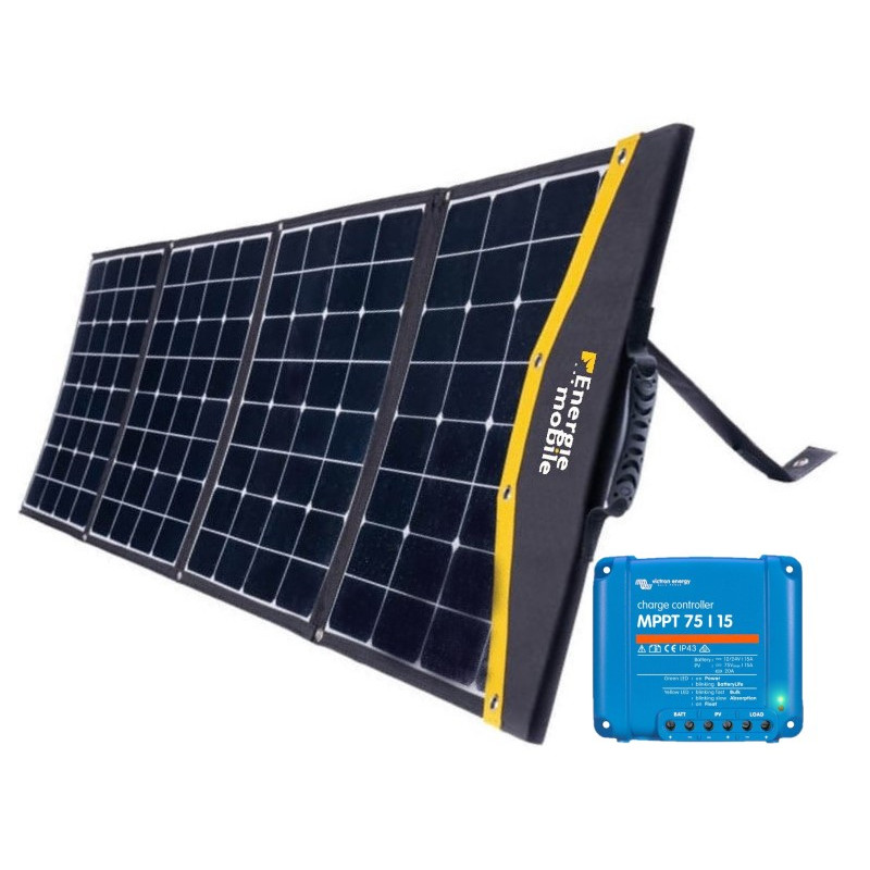Kit Panneau Solaire Pliable 130W + MPPT 75/10 SmartSolar + Kit Câble  solaire (2 x 5 mètres) + MC4