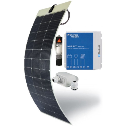 EM Panneau solaire souple PERC Flex 115 W en kit avec colle et régulateur MPPT