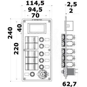 SEAWORLD Tableau 5 disjoncteurs + voltmètre