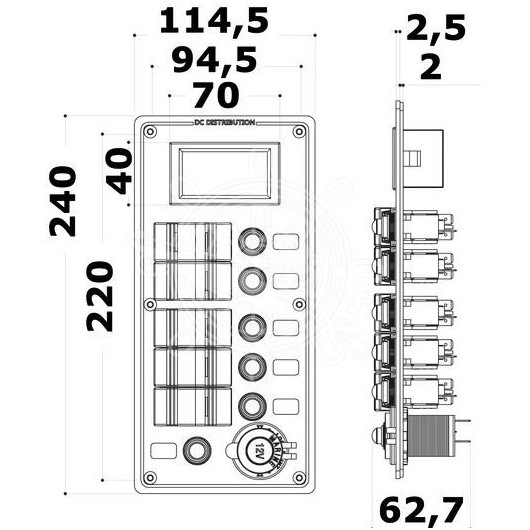 Voltmètre de panneau de commutateur combiné multifonction 5