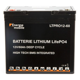 Batterie lithium haute techno en 12V capacité 60 Ah pour système électrique bateau, camping-car et fourgon aménagé.