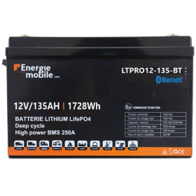 EM Batterie Lithium LTPRO 12-135 Ah, pour bateau, camping-car et van/fourgon aménagé.