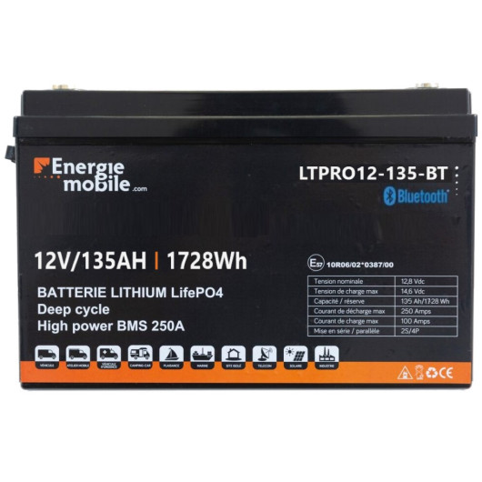 Batterie lithium 135 Ah LTPRO ENERGIE MOBILE pour bateau et