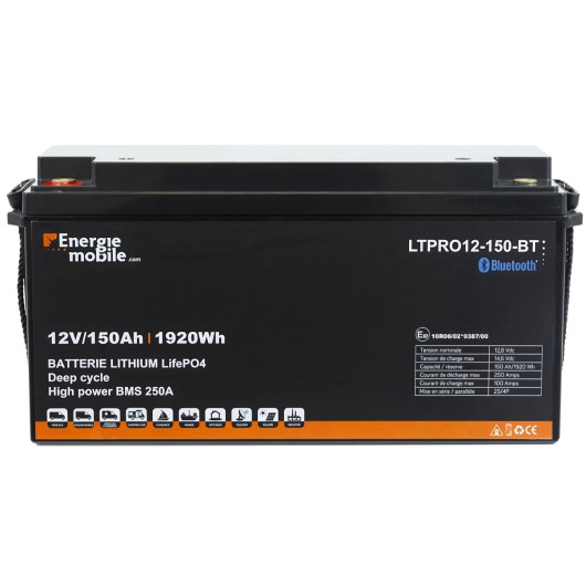 Batterie lithium LTRO 150Ah EM, installation facile bateau, camping-car -  H2R E quipements