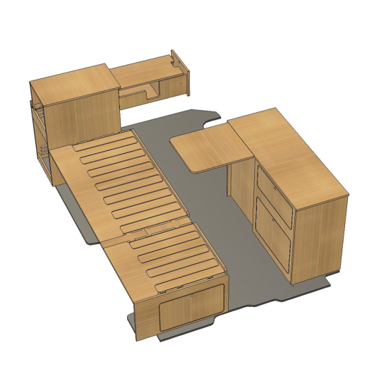 Aménagement modulable 100% personnalisable en kit pour van aménagé en  contreplaqué peuplier - Équipement caravaning