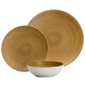 Set vaisselle 12 pièces Bamboo Style VIA MONDO - pack vaisselle en mélamine pour cuisine en bateau, camping-car ou au camping