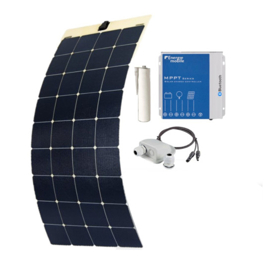 EM Panneau solaire Marine Flex 100 W en kit avec régulateur solaire MPPT.
