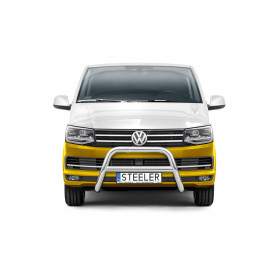 STEELER Pare-buffle avec barre transversale VW T6 - Protection extérieure pour van aménagé - couleur alu