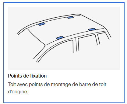 Installation dans les points de montage d'origine de votre toit