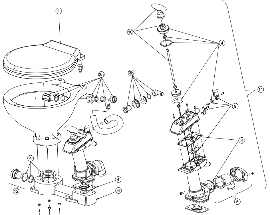 Pièces détachées WC de bateau JOHNSON